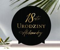BANER tablica KOŁO personalizowane czarne urodziny + IMIĘ