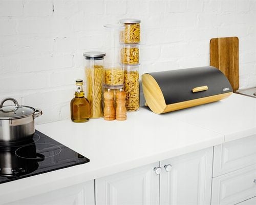 DUŻY CHLEBAK DREWNIANY METALOWY PROMIS POJEMNIK NA PIECZYWO CHLEB na Arena.pl