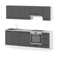 Kuchnia Nowoczesna Z Blatem Pojemna Mokka Plus 2.4m Modułowa Biała Szara