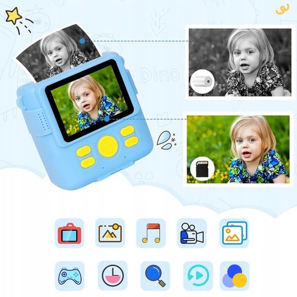 APARAT FOTOGRAFICZNY DLA DZIECI CYFROWY NATYCHMIASTOWY Z DRUKARKĄ + WKŁADY zdjęcie 9