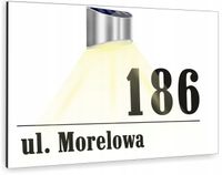 biała TABLICZKA ADRESOWA aluminowa numer posesji 40x30 cm lampka led
