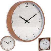 Zegar ŚCIENNY wiszący na ścianę dekoracyjny modny okrągły BIAŁY BRĄZOWY