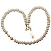 Naszyjnik z białej lawy wulkanicznej i złotego hematytu – srebro 925 złocone 24k