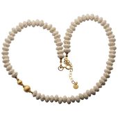 Naszyjnik z białej lawy wulkanicznej i złotego hematytu – srebro 925 złocone 24k