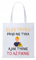 Dla Elektryka Na Prezent Torba Eco Biała Shopper Z Nadrukiem Ze Zdjęciem