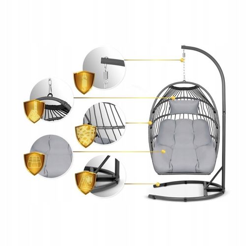 Sofotel Fotel ogrodowy wiszący Luisiana szary + szare poduszki Sofotel na Arena.pl