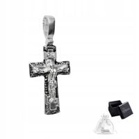 Prawosławny Krzyż srebrny pr.925 z Modlitwą i Jezusem Chrystusem Dwustronny