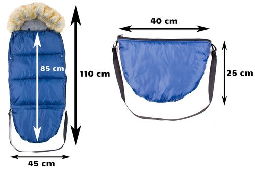 Śpiworek z futerkiem do wózka granatowy + torba + pokrowiec STARKY na Arena.pl