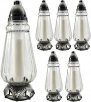 Znicze szklane z opaską zgrzewka 6 sztuk lampion kolor srebrny 6szt.