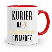 Kubek Czerwony Dla Kuriera Kurier Na 5 Gwiazdek Z Nadrukiem Ze Zdjęciem