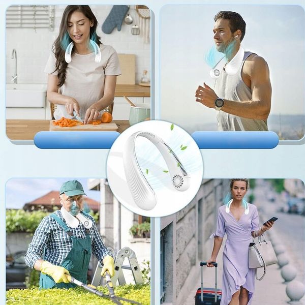 PRZENOŚNY WENTYLATOR WIATRAK NA SZYJĘ USB TRZY REGULOWANE PRĘDKOŚCI 3000mAh zdjęcie 11