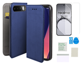 Etui z klapką do REALME 16 5G pokrowiec niebieski case + folia ochronna TPU