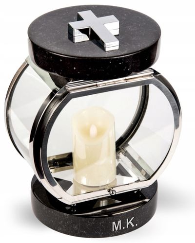 Lampion Na Pomnik Na Nagrobek srebrny stal nierdzewna + czarny granit na Arena.pl