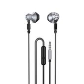 metalowe przewodowe słuchawki douszne 3,5 mm mini jack szary