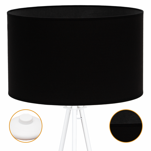 Lampa Podłogowa Trigni Biała - Skandynawski Design abażur Czarny VLORA na Arena.pl