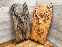 Obraz drewniany JELEŃ rzeżbiony na prezent dla myśliwego łowczego 40cm