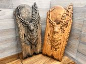 Obraz drewniany JELEŃ rzeżbiony na prezent dla myśliwego łowczego 40cm