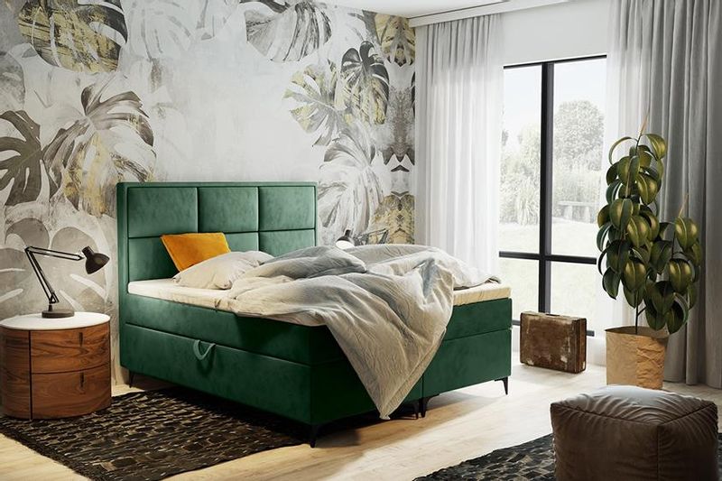Łóżko kontynentalne VADUZ zielony 140x200 zdjęcie 1