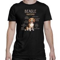 Beagle - anatomia - męska koszulka na prezent M Czarny T-shirt - PIES