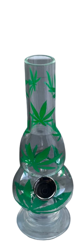 Fajka Wodna Bongo Akrylowe Przezroczyste z Zielonymi Listkami Zioła na Arena.pl
