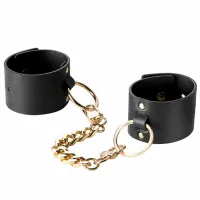 bijoux indiscrets maze wide cuffs black - szerokie mankiety z eko skory