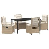 Zestaw do jadalni w ogrodzie 5 pcs Beżowy polirattan