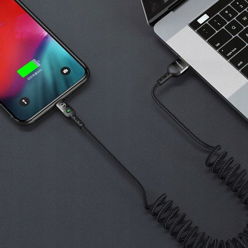 MCDODO KABEL USB-C SPIRALNY SPRĘŻYNOWY SZYBKIE ŁADOWANIE USB TYP C LED 2M na Arena.pl