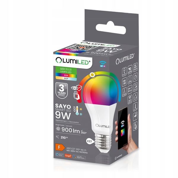 Żarówka LED E27 A60 9W = 60W RGB TUYA Ściemnialna Inteligentna WiFi zdjęcie 7