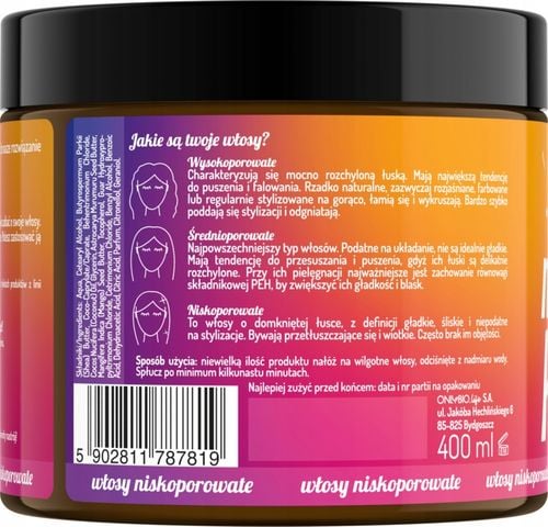 ONLYBIO MASKA DO WŁOSÓW NISKOPOROWATYCH 400 ML na Arena.pl
