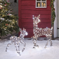 Zestaw 2 Reniferów LED z rattanu łania ozdoba na święta Boże Narodzenie lam