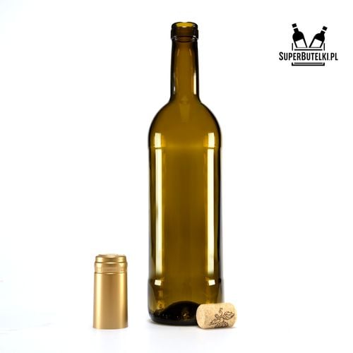 15x butelki na wino 750 ml BORDEAUX BRĄZOWE z korkiem aglomerowanym na Arena.pl
