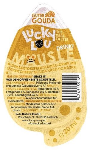 Niskokaloryczny przysmak dla kotów - Lucky Lou Napój z serem Gouda 20ml na Arena.pl