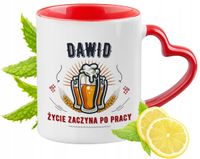 Dla Dawida Kubek Czerwony Z Uszkiem W Kształcie Serca Na Prezent