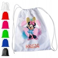 WOREK PLECAK SPORTOWY NA WF DLA DZIECI - MYSZKA MINNIE + IMIĘ! BAJKA KROPKI