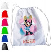 WOREK PLECAK SPORTOWY NA WF DLA DZIECI - MYSZKA MINNIE + IMIĘ! BAJKA KROPKI