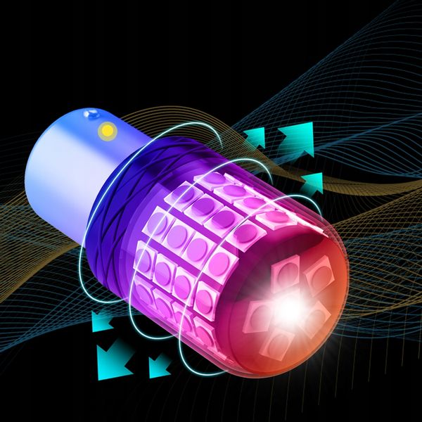 ŻARÓWKA P21W LED CZERWONA STOPU CAN BA15S XSTORM zdjęcie 5