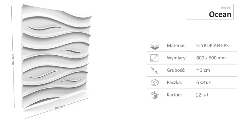 Dekoracyjne Panele Ścienne 60x60 - OCEAN zdjęcie 2