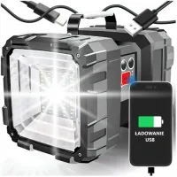 Latarka LED Akumulatorowa Szperacz Wodoodporna USB Bardzo Mocna Powerbank