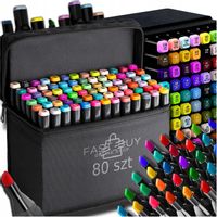 MARKERY FLAMASTRY PISAKI ALKOHOLOWE DWUSTRONNE PRO ZESTAW 80x 80SZT + TORBA