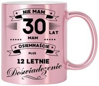 KUBEK RÓŻOWY METALIK PREMIUM PREZENT NA 30 URODZINY ORYGINALNY UPOMINEK