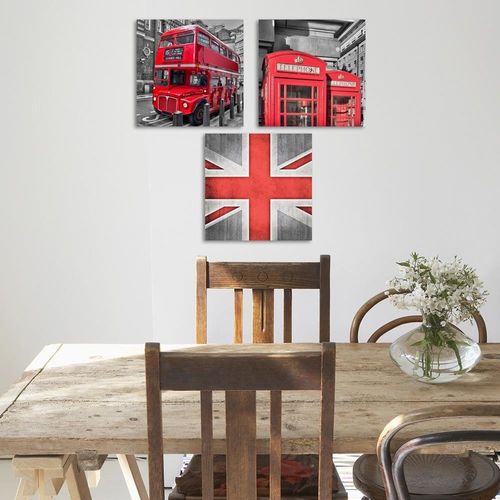 Obraz 3 części Deco Panel, Londyn czerwony 90x30 na Arena.pl