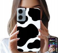 ETUI DO MOTOROLA G24 / G04 - CZARNO - BIAŁE ŁATY KROWA, MODNE WZORY