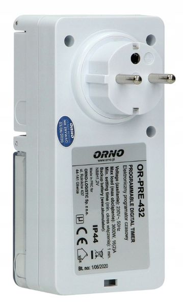PROGRAMATOR CZASOWY DO GNIAZDA IP44 OR-PRE-432 ORNO zdjęcie 6