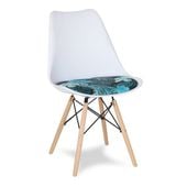 Krzesło z tapicerowaną poduszką na drewnianych bukowych nogach skandynawskie białe 053-T2