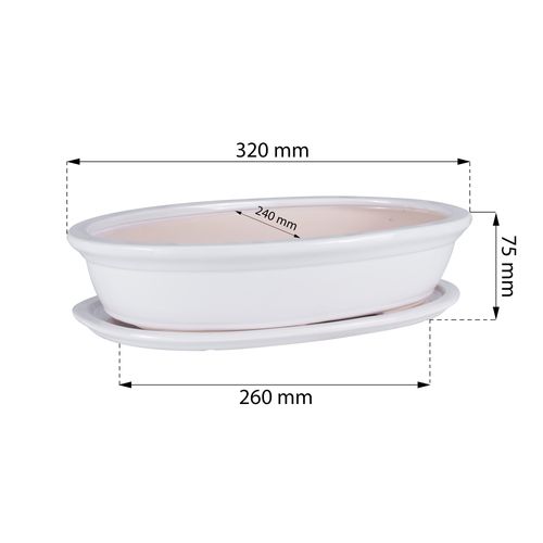 Doniczka ceramiczna bonsai Biały 32cm owalna osłonka drzewko szczęścia na Arena.pl