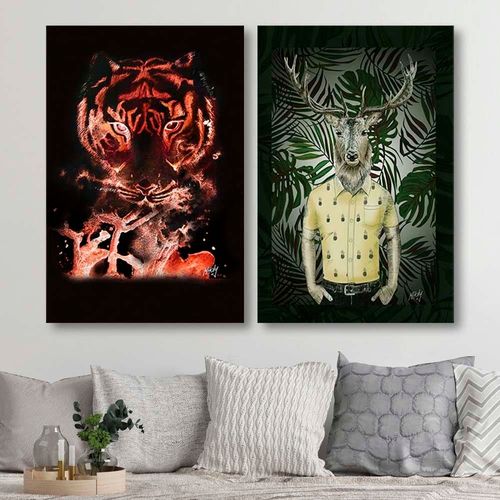 Obraz na płótnie – Canvas, Tygrys na czerwonym tle 40x60 na Arena.pl