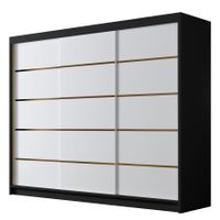 Szafa przesuwna AMBER VII 250-pojemna garderoba-CZARNY/BIAŁY