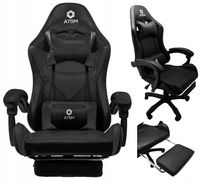 Fotel Gamingowy z Ekoskóry Obrotowy Dla Gracza Kubełkowy Wygodny Czarny