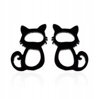 KOLCZYKI CZARNE STAL CHIRURGICZNA KOTY CATS 01