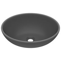 Luksusowa, owalna umywalka, ciemnoszara matowa, 40x33 cm